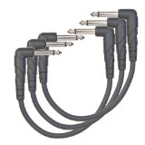 Planet Waves Classic Series Instrument Cable with Right Angle Plug, 0.5 feet (3-pack)