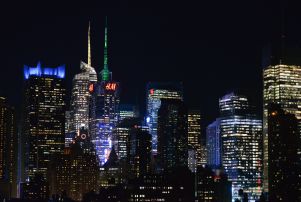 Mandatory Credit: Photo by Erik Pendzich/REX/Shutterstock (5225287d) Times Square and skyline of midtown Manhattan New York, America - 07 Oct 2015