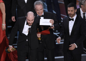 Jordan Horowitz, Warren Beatty, Jimmy Kimmel Oscar