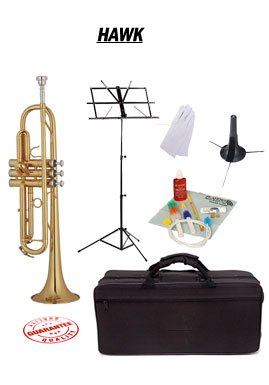 Hawk Lacquer Bb Trumpet School Package with Case Music 