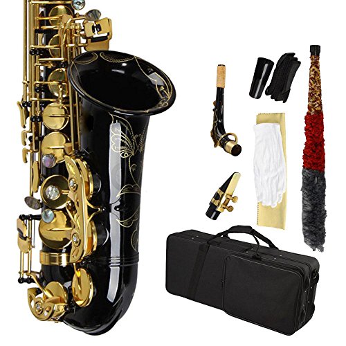 Gracelove Alto Sax Saxophone Black Descending E Brass with 