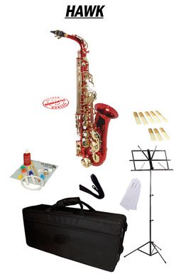 Hawk Red Alto Saxophone School Package with Case Reeds 