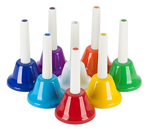 Hand Bell Set – 8 Note Diatonic Metal Bells With Song 
