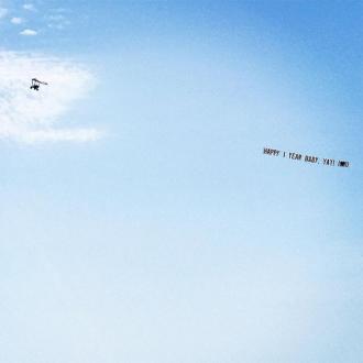 Ciara's anniversary message in the sky 