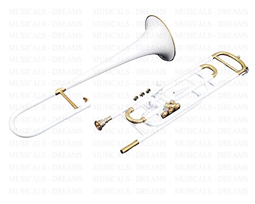 CHRISTMAS GIFT TROMBONE Bb PITCH WHITE COLORED WITH FREE 