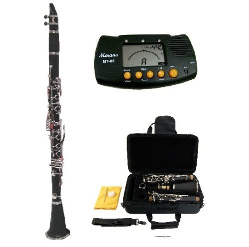 Merano B Flat Black / Silver Clarinet with Case+Mouth 